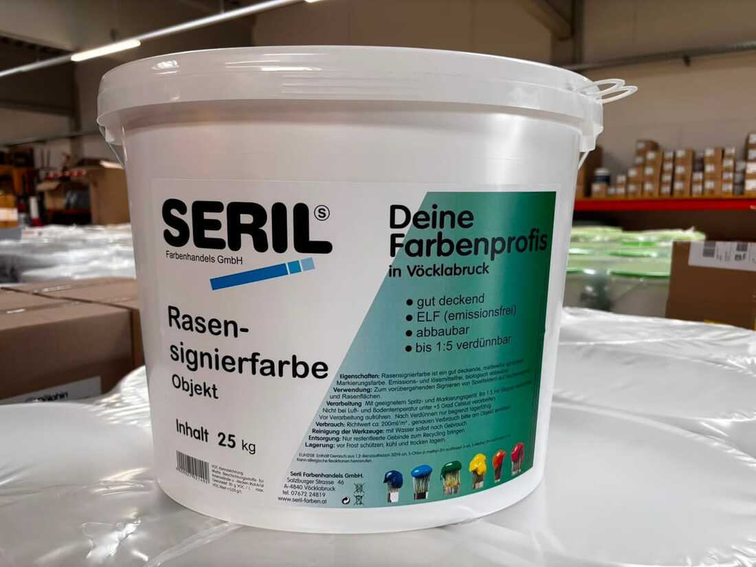 Rasenmarkierfarbe im 25-kg-Kübel